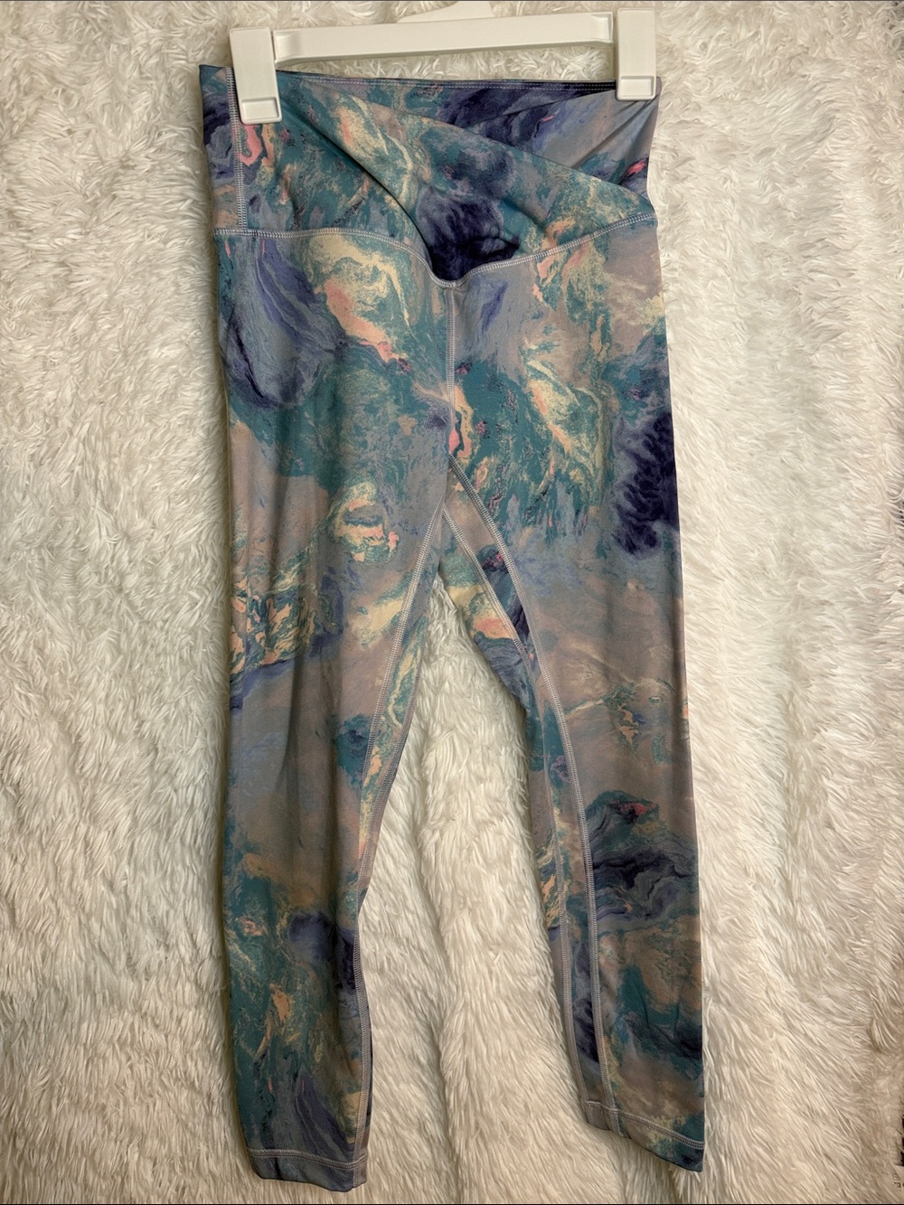 Victoria's Secret Marble-Print Leggings in Teal, Purple & Pink Accents